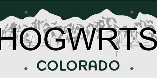 HOGWRTS Colorado License Plate