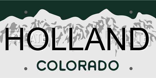 HOLLAND Colorado License Plate