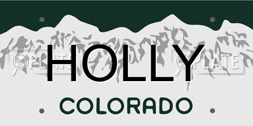 HOLLY Colorado License Plate