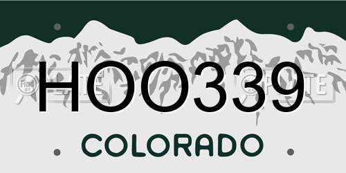 HOO339 Colorado License Plate