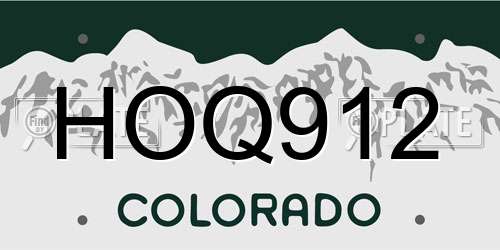 HOQ912 Colorado License Plate