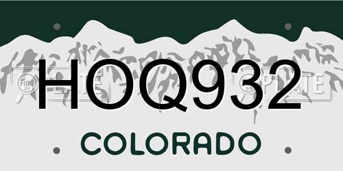 HOQ932 Colorado License Plate