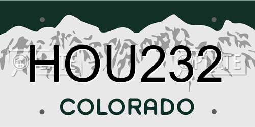 HOU232 Colorado License Plate
