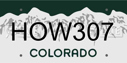 HOW307 Colorado License Plate