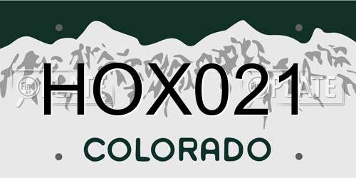 HOX021 Colorado License Plate