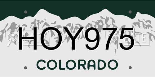HOY975 Colorado License Plate
