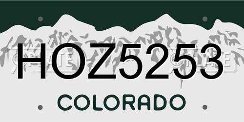 HOZ5253 Colorado License Plate