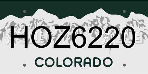 HOZ6220 Colorado License Plate