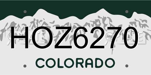 HOZ6270 Colorado License Plate