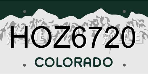HOZ6720 Colorado License Plate