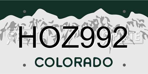 HOZ992 Colorado License Plate