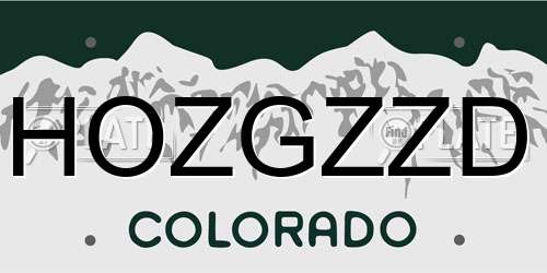 HOZGZZD Colorado License Plate