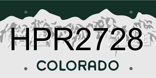 HPR2728 Colorado License Plate
