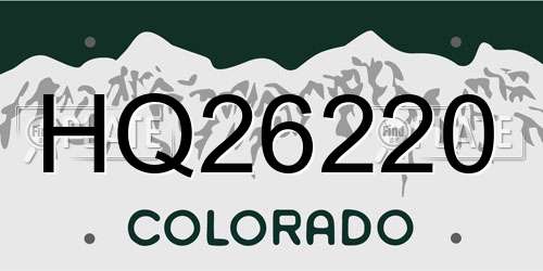 HQ26220 Colorado License Plate