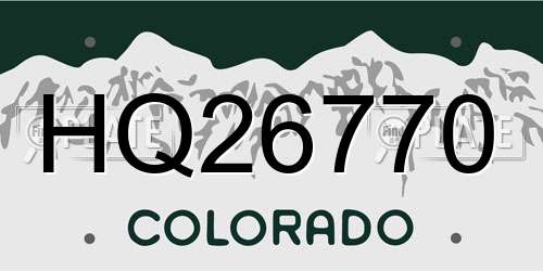 HQ26770 Colorado License Plate