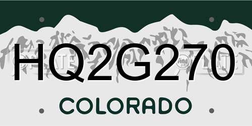 HQ2G270 Colorado License Plate