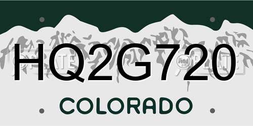 HQ2G720 Colorado License Plate
