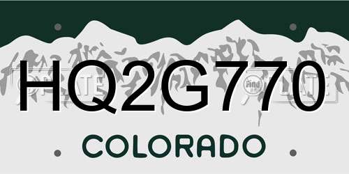HQ2G770 Colorado License Plate