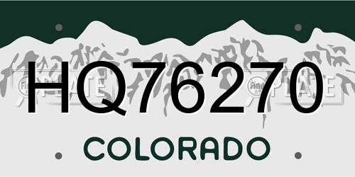 HQ76270 Colorado License Plate
