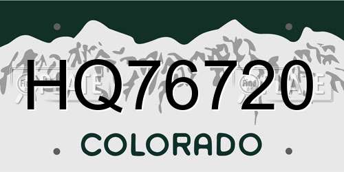 HQ76720 Colorado License Plate