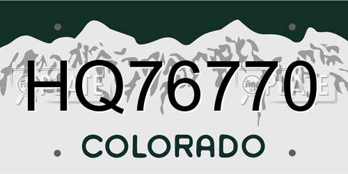 HQ76770 Colorado License Plate