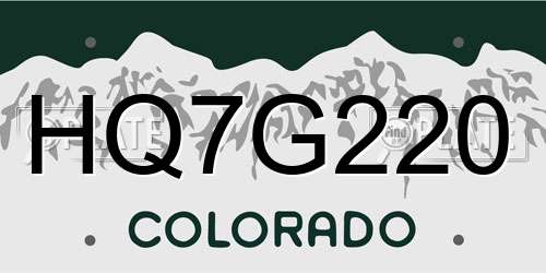 HQ7G220 Colorado License Plate