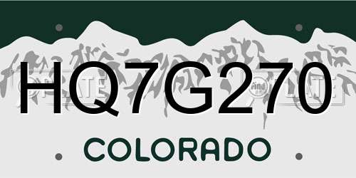 HQ7G270 Colorado License Plate
