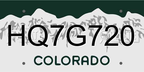 HQ7G720 Colorado License Plate