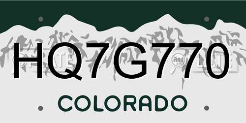HQ7G770 Colorado License Plate