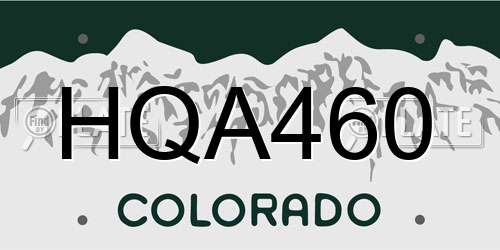 HQA460 Colorado License Plate