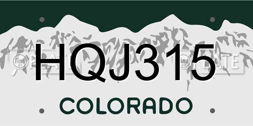 HQJ315 Colorado License Plate