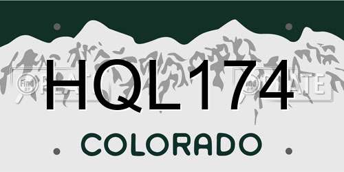 HQL174 Colorado License Plate