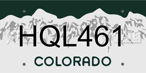 HQL461 Colorado License Plate