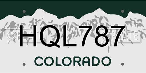 HQL787 Colorado License Plate