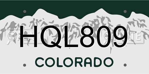 HQL809 Colorado License Plate