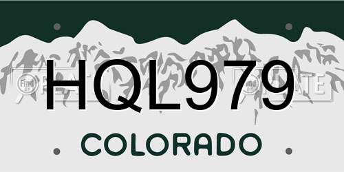 HQL979 Colorado License Plate