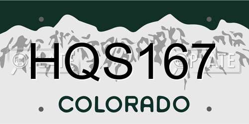 HQS167 Colorado License Plate