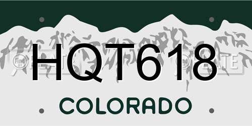HQT618 Colorado License Plate