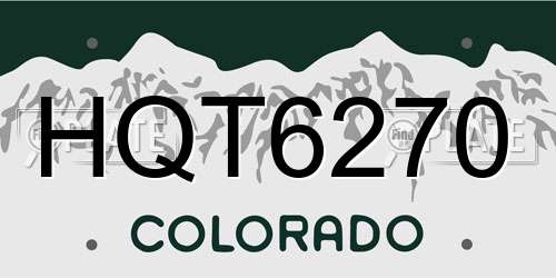 HQT6270 Colorado License Plate