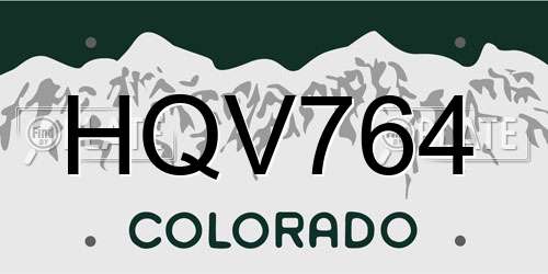 HQV764 Colorado License Plate