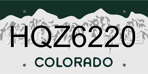 HQZ6220 Colorado License Plate