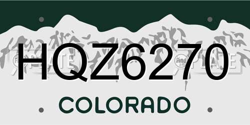 HQZ6270 Colorado License Plate
