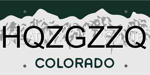 HQZGZZQ Colorado License Plate