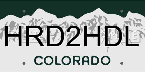 HRD2HDL Colorado License Plate