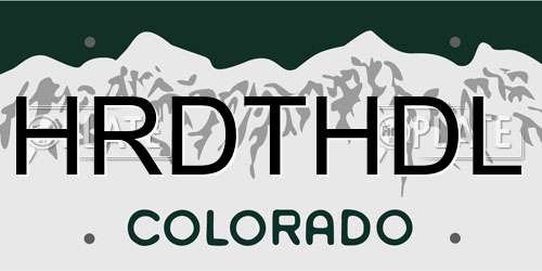 HRDTHDL Colorado License Plate