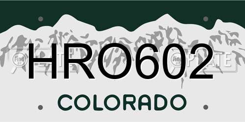 HRO602 Colorado License Plate