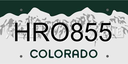 HRO855 Colorado License Plate