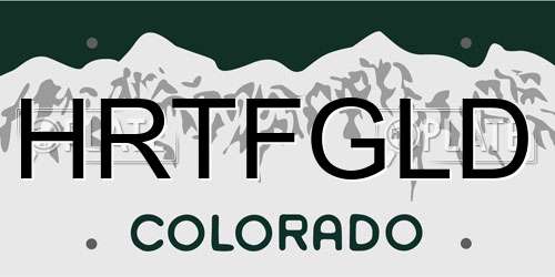 HRTFGLD Colorado License Plate