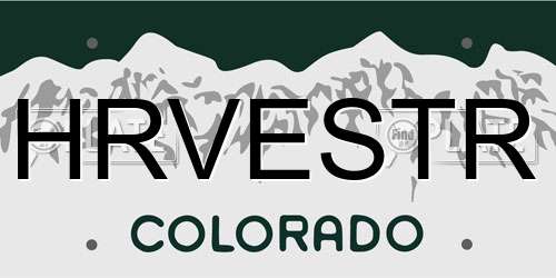 HRVESTR Colorado License Plate