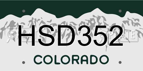 HSD352 Colorado License Plate